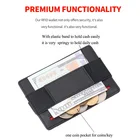 Unisex fashion custom handmade RFID elastic slim genuine leather business small front pocket credit card holder wallet