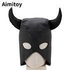 Aimitoy Hot Sale Bondage Cattle Headgear Sex Bondage Toy Erotic PU Leather Hood For Adult Games Bondage Fetish Hood