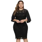 Sexy Elegant Cape-Style Flared Sleeves Lace Plus Size Party Dress