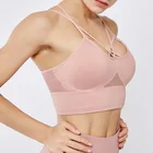 Women Seamless Sportswear Gym Cross Back Loneline Mesh Strappy Sports Fitness Bra