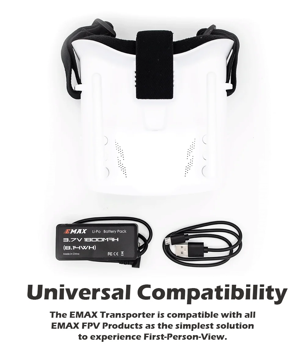 Emax Tinyhawk 5.8G 48CH 分集 FPV 护目镜 4.3 英寸 480*320 带双天线的视频耳机，适用于 RC 无人机