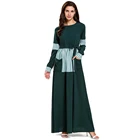 Zakiyyah 7629 Stripes Style Stitching Design Turkish Abaya Dubai Farasha With Belt Splice Holy Color Plus Size