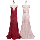 Ladies Spaghetti Evening Dress V-neck Sexy long gown evening dress chaozhou