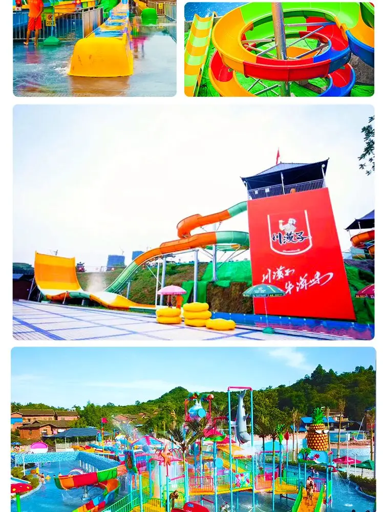 Outdoor Use Fiberglass Water Slide with Combination Available and Color Customized for Amusement Parks