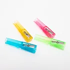 Custom design unique shape transparent pencil sharpener with pen cap