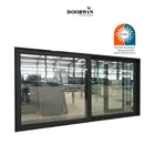Aluminum double tempered glass three panels sliding stacking door