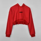Hoodies Plus Size Custom Label High Quality Oversized Womens Ladies Hip Hop Crop Top Hoodies Embroidery