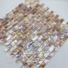 colorful rectangle natural crushed shells decoration wall mosaic tile