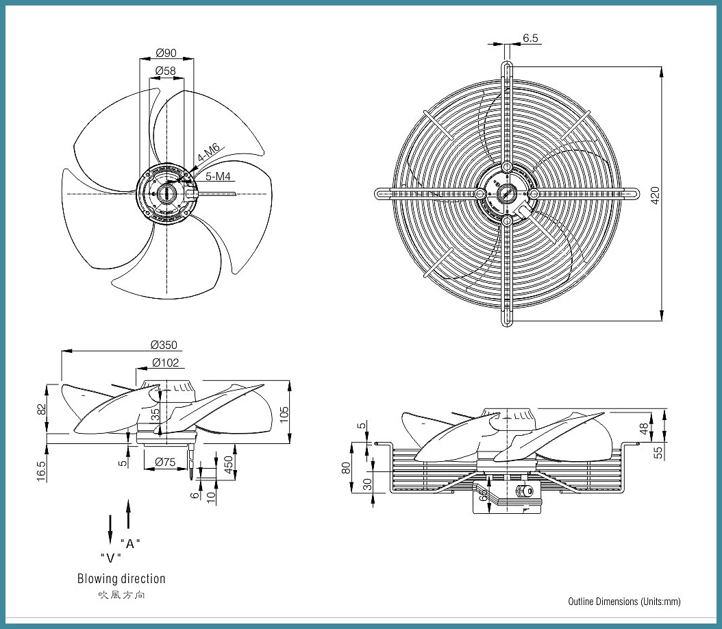 External Rotor Motor, FJ4E-350.FGV, 350mm, 230VAC, Cast - detail 2