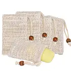 Amazon service BSCI 100% natural ecfoliating flexible net material no harm drawstring saver pouch sisal soap bags