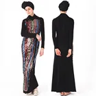 elegant fashion designs women fancy long sleeve muslim sequin dress with shinny sequins lace