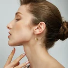 2020 High Quality 18K Gold Plated Stainless Steel Long Lock Earrings Fashionable Jewelry E5282