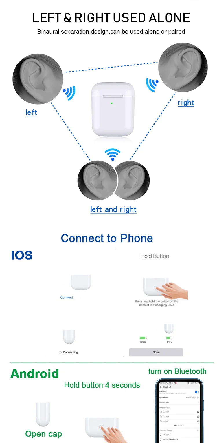 Airoha Chipset I30 Tws Bluetooth Earbuds Wireless Earphone With Charging Case - ANKUX.COM