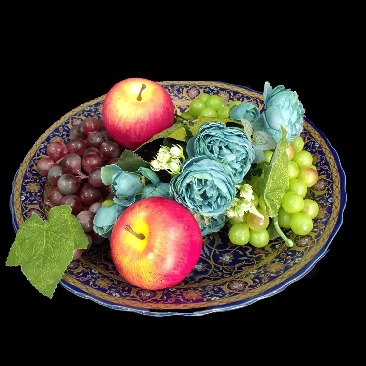 14 Inch big Ceramic Dinner Restaurant Modern Dishes Plates blue colorful muslim Ceramic Dinner plate
