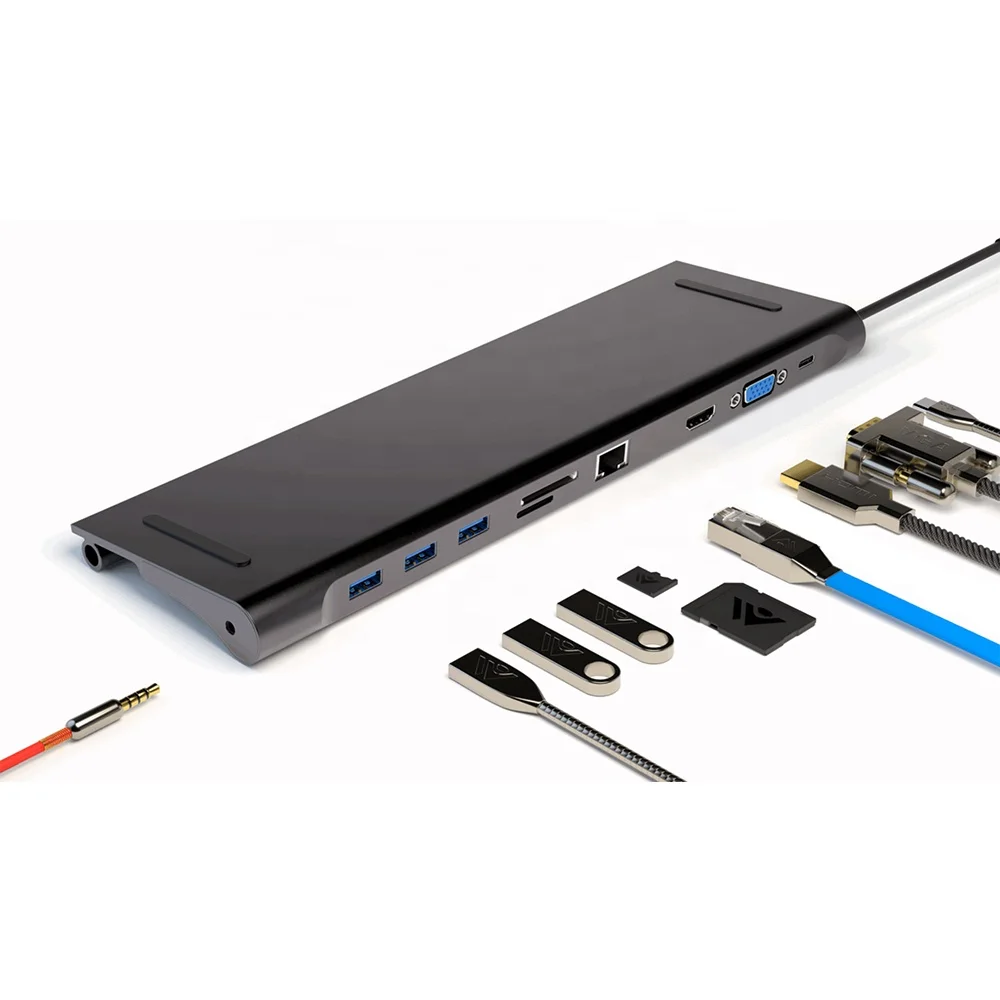 10 In 1 Multifunction USB C HUB To HDMI VGA USB 3.0 RJ45 Audio PD 100W Adapter For MacBook Laptop Type C HUB Docking Station, Silver
10 In 1 Multifunction USB C HUB To HDMI VGA USB 3.0 RJ45 Audio PD 100W Adapter For MacBook Laptop Type C HUB Docking Station, Silver