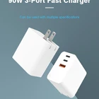 TurnMax 90W GaN Fast USB Mobile Charger For IPhone USB C 3Ports cell phone charger