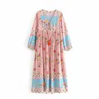 2019 fashion pretty human cotton autumn floral girls tassel long sleeve maxi dress