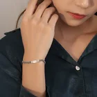 Gift Silver Bracelet Engraved 925 Sterling Silver Women Chian Bracelet Engraved Curved Bar Bracelet