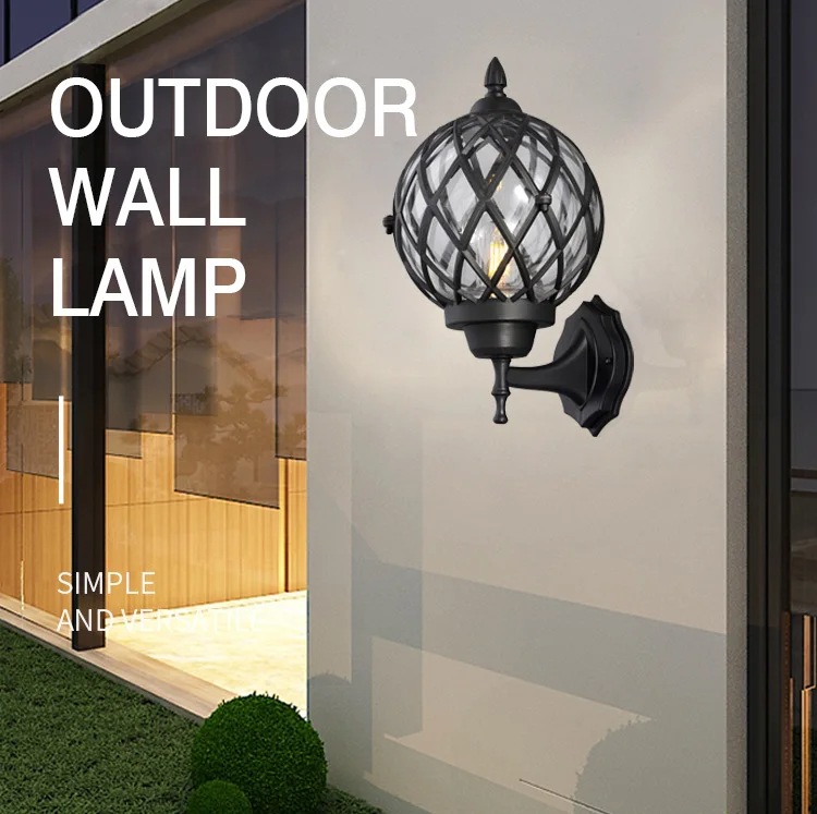 Street Sidewalk Square Park Retro Outdoor Garden E27 Lantern Wall Lamp