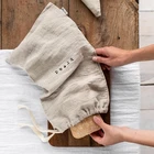 Storage Fabric Linen Organic Cotton Bread Bags Personalized 100% Natural Flax Linen Bread Bags for Bakery Baguette
