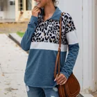 Hoodie New Arrival Splice Leopard Print Hoodie Loose Tops For Ladies