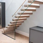 Factory supply used straight staircase design build wooden floating staircase