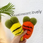 Toy Fur Fur Pom Furry Lovely Carrot Keychain Cartoon Plush Toy Filled Doll Keyring Rabbit Fur Pom Pom Fur Keychains