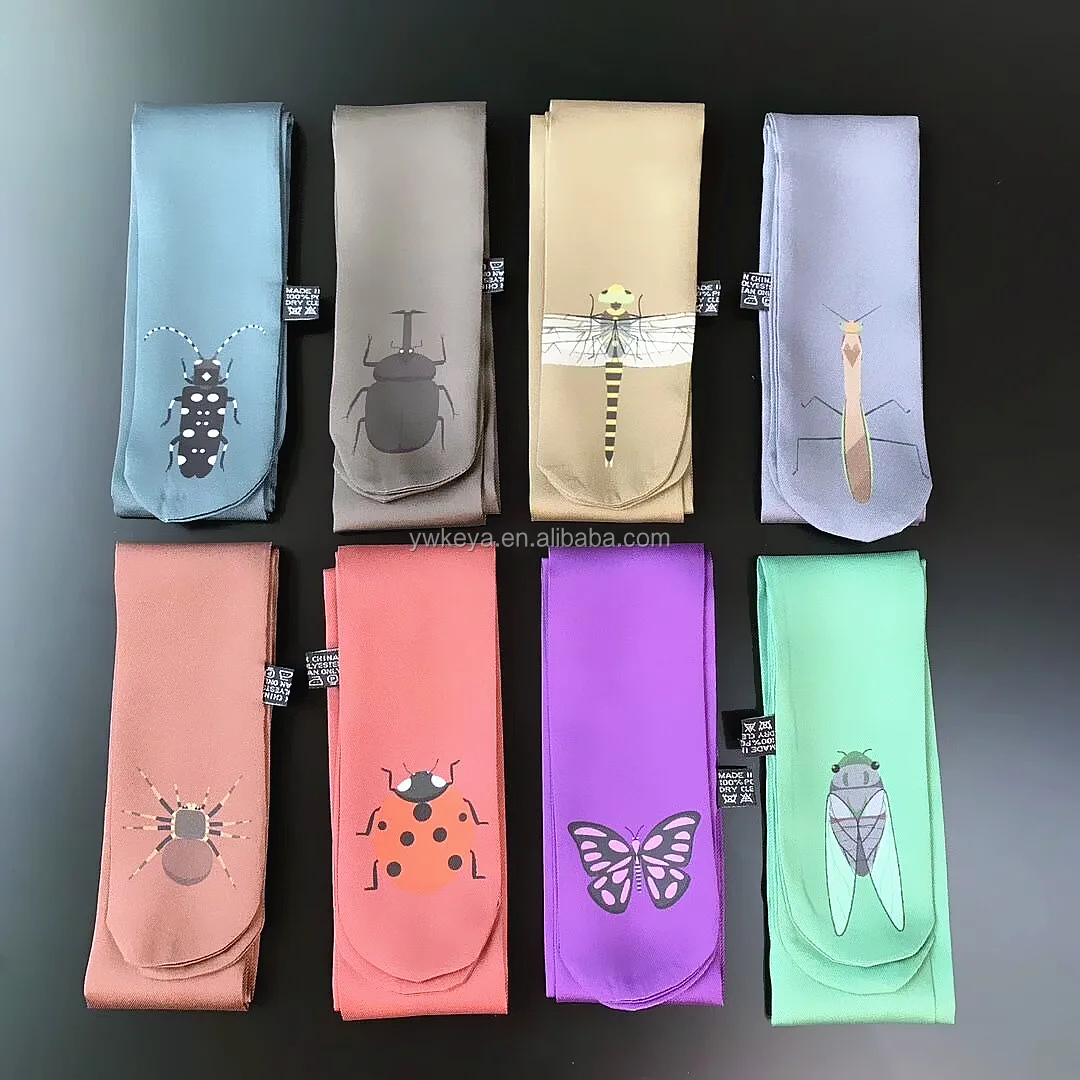cute insect printed small imitated silk ribbon bag scarf hair