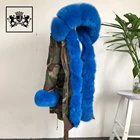 Fox Fur Rabbit Hoodedfur Women Fox Fur Cuff/collar Parka With Detachable Faux Rex Rabbit Fur Liner Winter Fur Parka