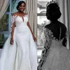 Factory Direct Long Sleeves Detachable Skirt Wedding Dresses for Black Women