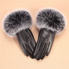 Fur gloves ladies high-end cuffs wrist fox hair soft and comfortable driving sheepskin gloves factory