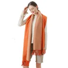 Winter Shawl Double Side Color 60x200cm Wool Cape Women Winter Shawl
