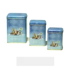 JH Excellent design square Christmas tin box sets for gift tin cookies tin box