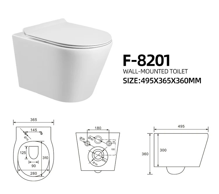 High Quality New Style washdown rimless P-trap Sanitary Wares Wall-Hung Toilet seat bathroom_01