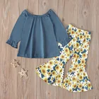 Baby Clothing Kids Baby Girl Sunflower Outfit Set Cotton Tops Matching Bell Bottom Pants Outfits 2020 Spring Children Clothing
