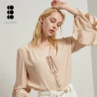 In Stock Spring Silk Shirt Ladies Wear Pink Long Sleeve Women Tops Blouses
