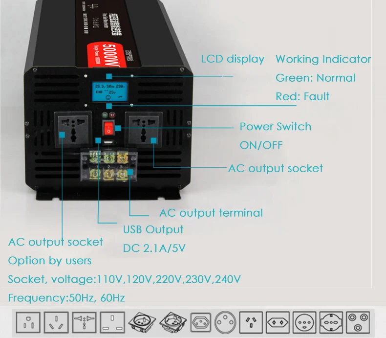 5000 watt 24 volt pure sine wave inverter