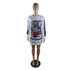 Dress Casual Printing Graffiti Letter Long Sleeve Dress Plus Size Short Dress
