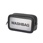 High end quality luxury Make Up Case Leather Travel Cosmetic Bag with PVC window