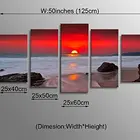 Sunset Red Sky Beach Photography Canvas Wall Art Modern Giclee Prints Artwork Multi Seascpe Pictures Photo Paintings
