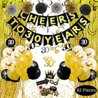 Nicro Gold Black Silver Anniversary Cheers to 30 Years Birthday Party Decoration