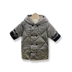 Custom button hooded kids clothing outerwear warm winter baby boy down coat