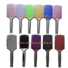 OEM Private Label Bling Crystal Detangling Bristle Home Appliance Salon Use Hair Styling Straightener Brush