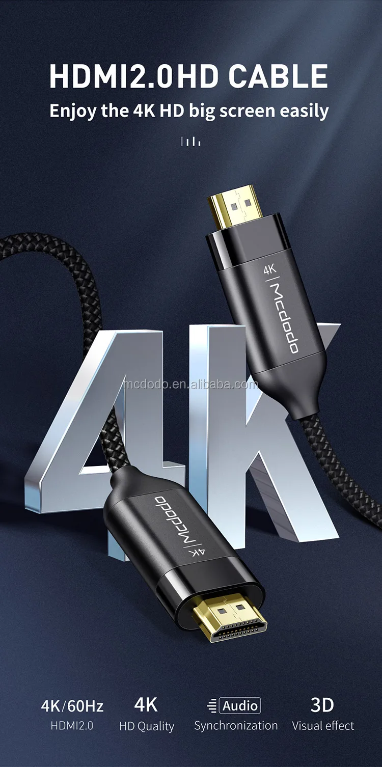 Mcdodo New 2019 Trending Product Aluminum Alloy 1.4 2.0 3840p 2160p 4K Resolution HD-MI to HD-MI Nylon Cable Ps2 Ps3 Ps4 Hdtv - ANKUX.COM