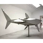 Abstract Geometric Fish Metal Stainless Steel Sculpture