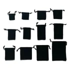 Black jewelry custom velvet pouch bag with drawstring
