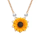 Imitation Pearl Sunflower Necklace For Women Clothes Accessories 3 Colors Sun Flower Pendant Necklaces Wedding Jewelry