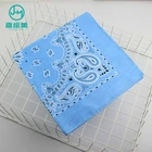 Hot selling customized design logo OEM silk screen printed 100%Cotton soft headwear square paisley hair bandana