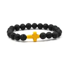 Wholesale stylish cross charm bracelet set Mala ball beads religious bangle for men women