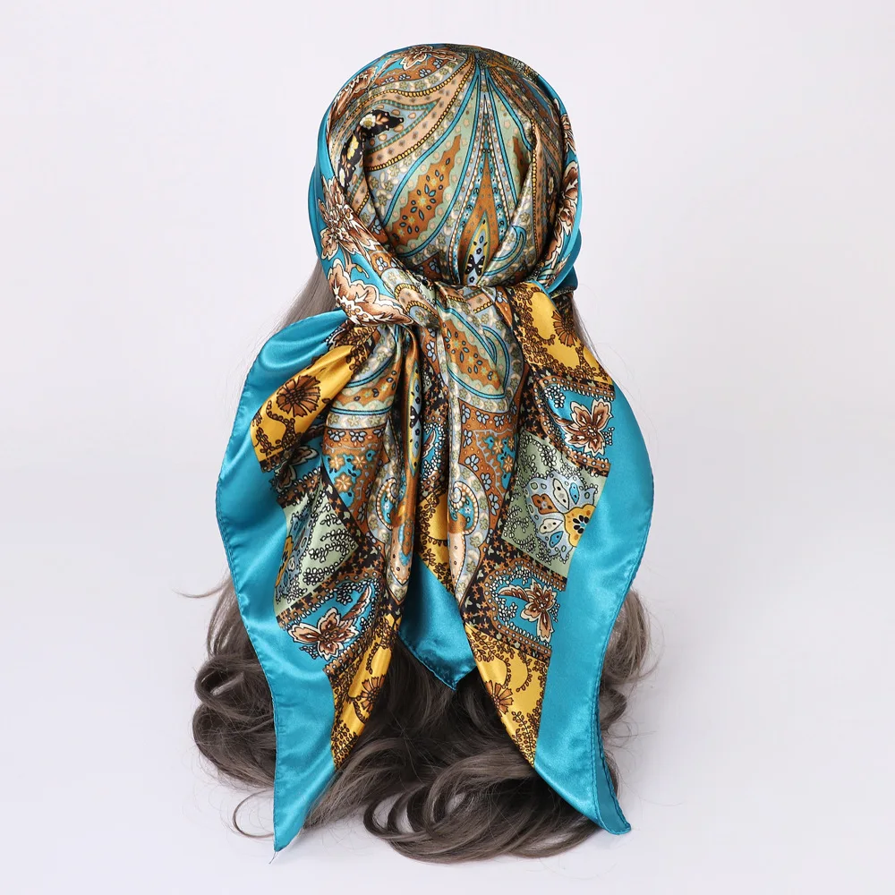 Cm Fashion Silk Satin Scarf Head Wraps Women Vintage Four Seasons